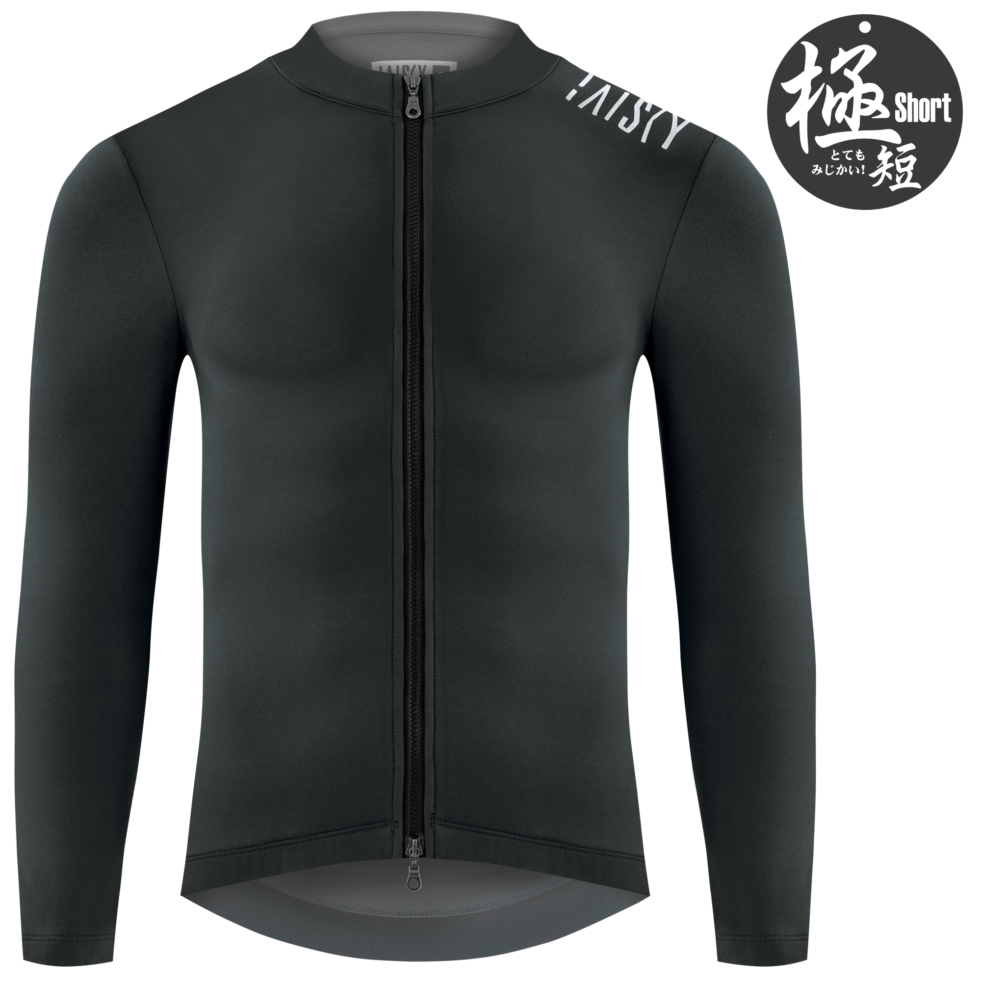 男款雙拉鍊抓絨長車衣 潔淨II 黑