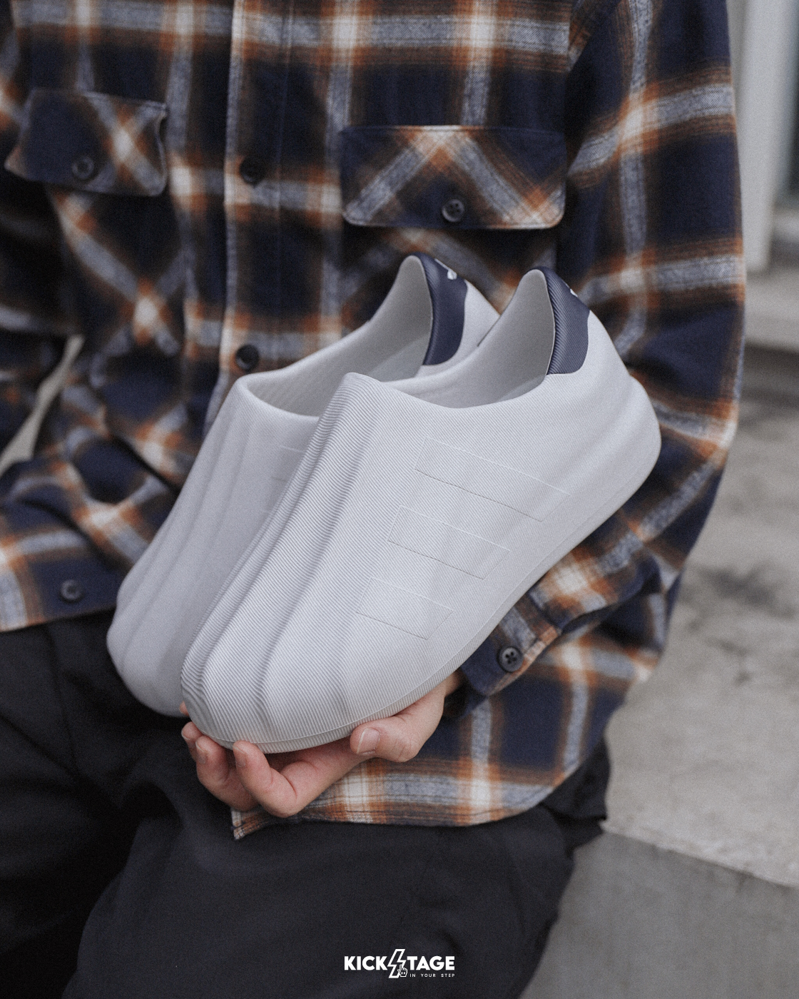 男女鞋 ADIDAS ADIFOM SUPERSTAR 灰藍 防水 貝殼鞋頭 懶人鞋 休閒鞋【IF6180】ADWP