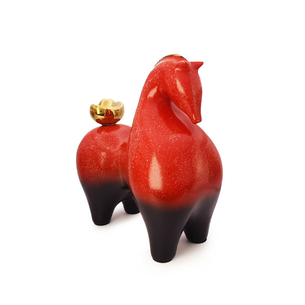 DipDipLife｜金元寶招財馬｜紅黑色