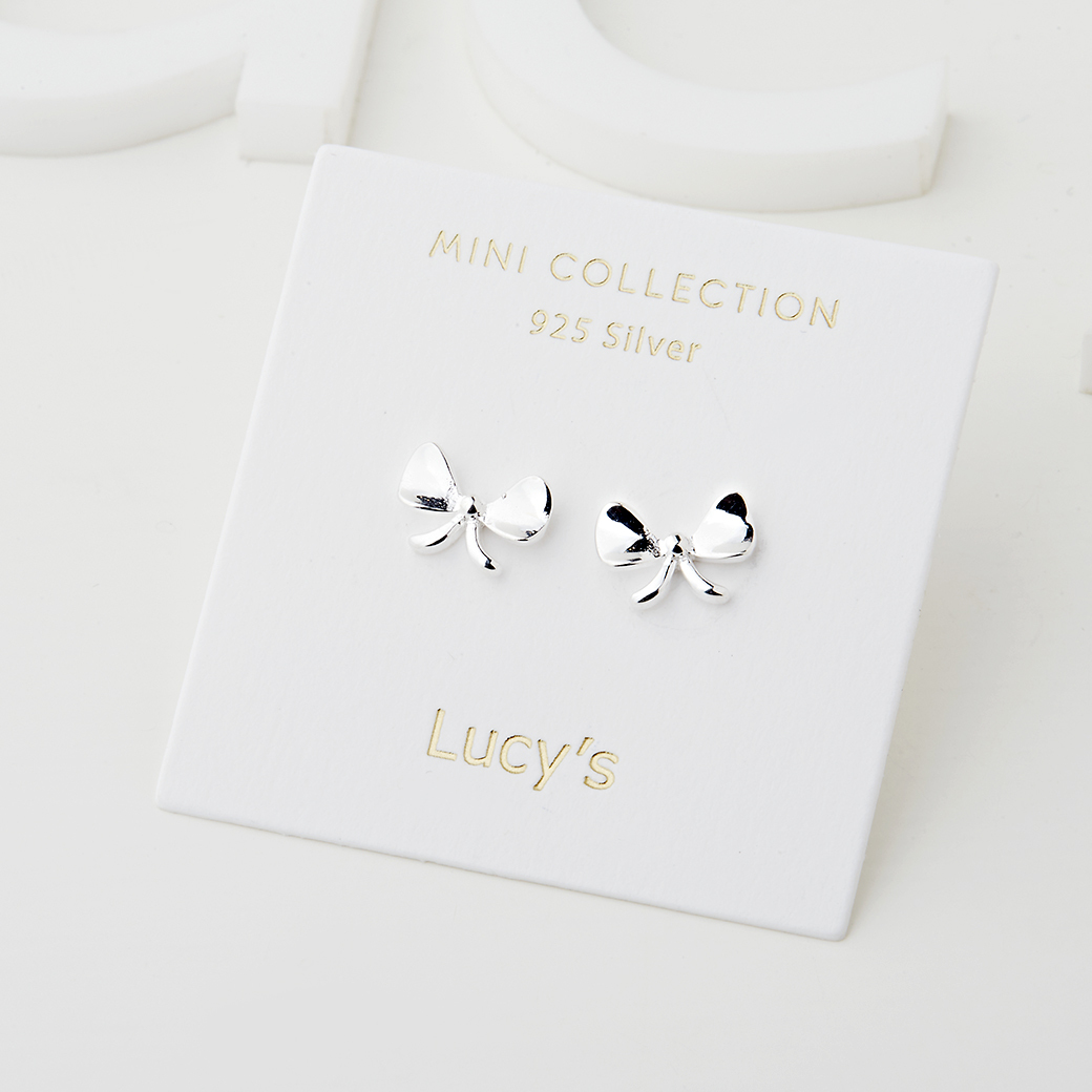 *925純銀〔輕銀系列〕曲面蝴蝶結 耳環 (108011)