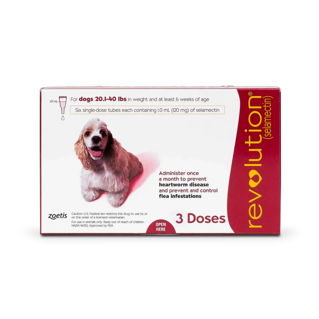 Revolution - 中型犬隻 (紅色盒 20.1-40磅|10.1-20kg) 1盒3支 [平行進口]