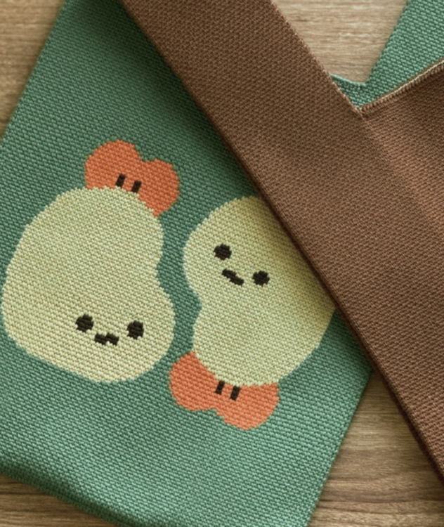 Crazy eyes 瘋狂眼珠｜針織提袋｜綠