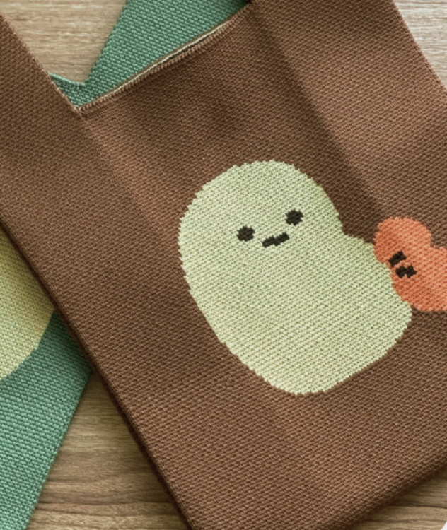 Crazy eyes 瘋狂眼珠｜針織提袋｜棕