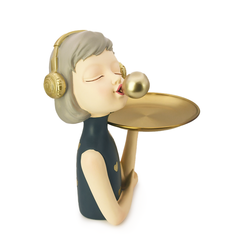 DipDipLife｜俏皮吹氣球女孩｜藍綠色