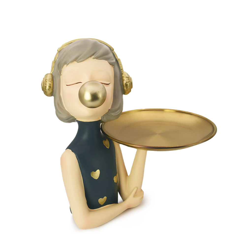 DipDipLife｜俏皮吹氣球女孩｜藍綠色