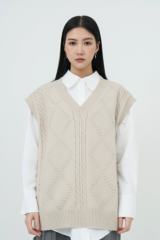 菱格扭繩花冷背心  (現貨款式）