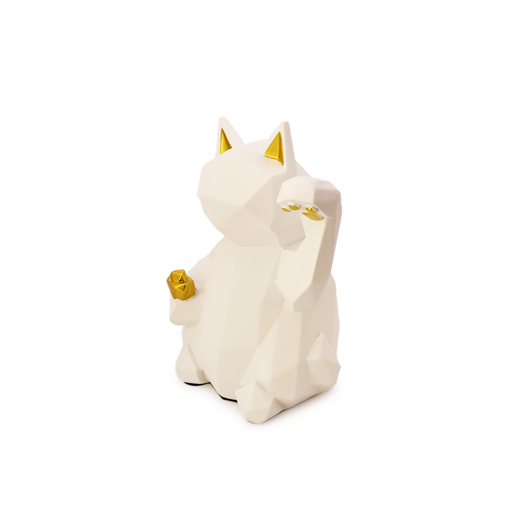 DipDipLife｜財源滾滾幾何招財貓｜白色