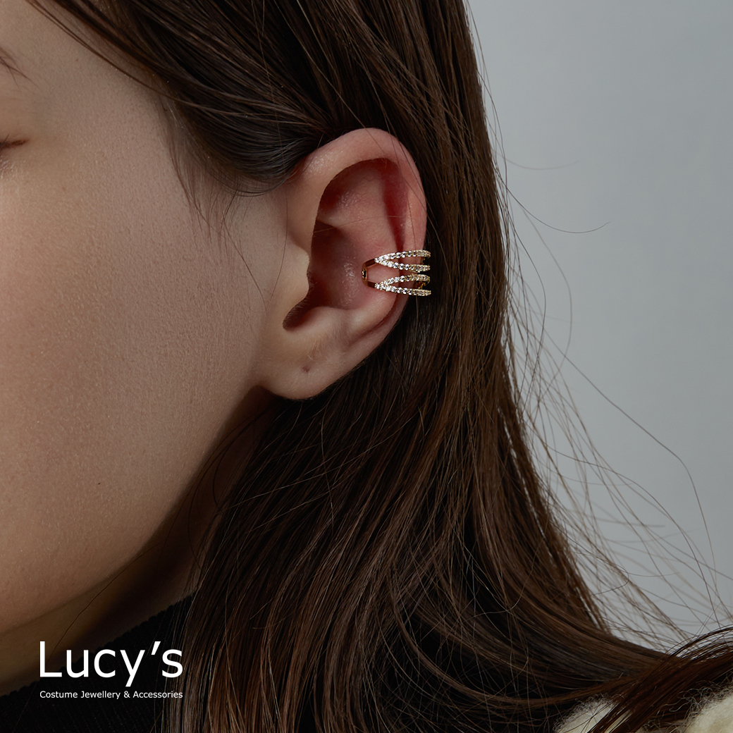 鑲鑽弧線 耳骨夾 (二色) (120609/120610)