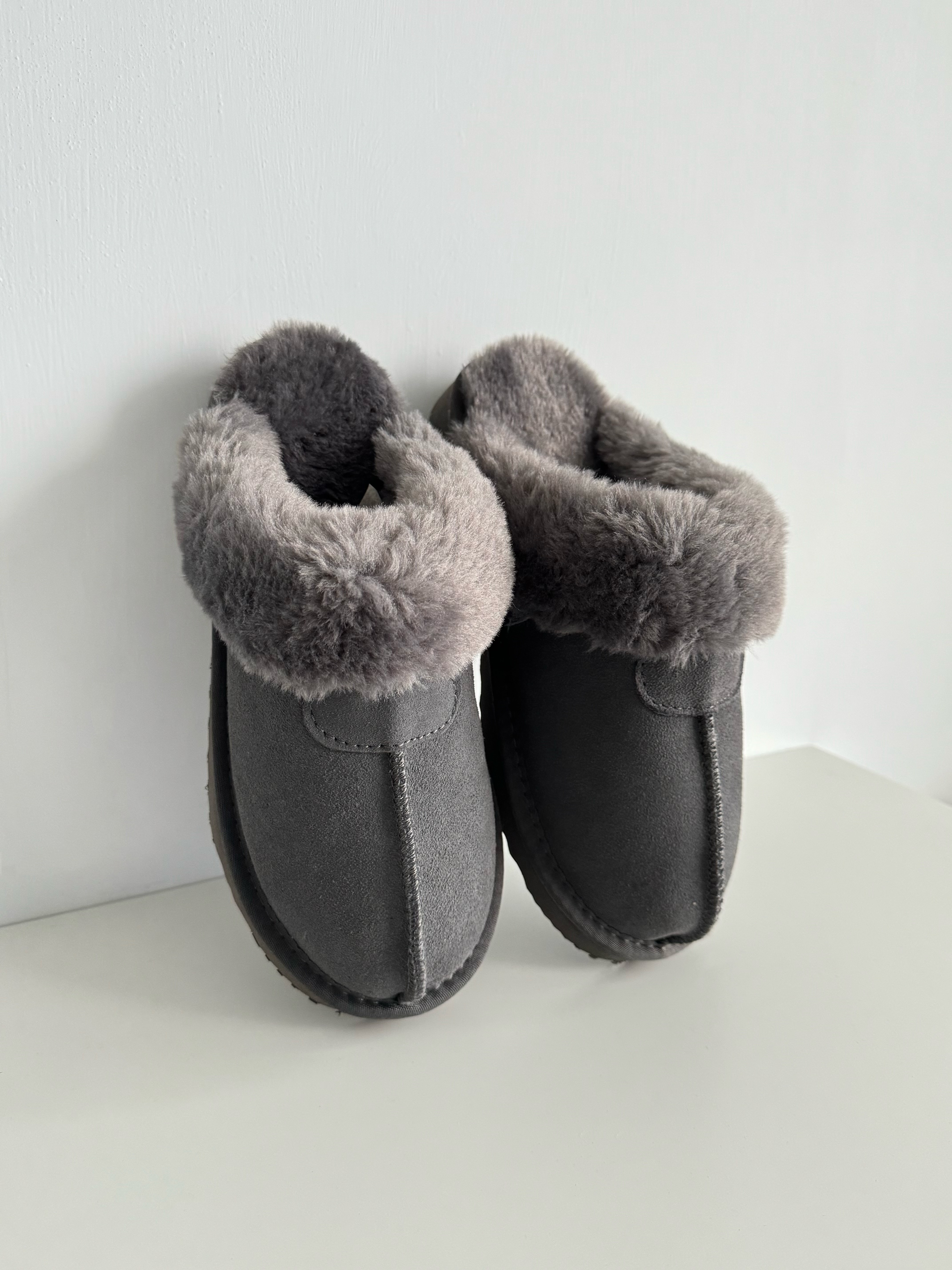 🇰🇷 爆款 灰色 毛毛 及踝拖鞋