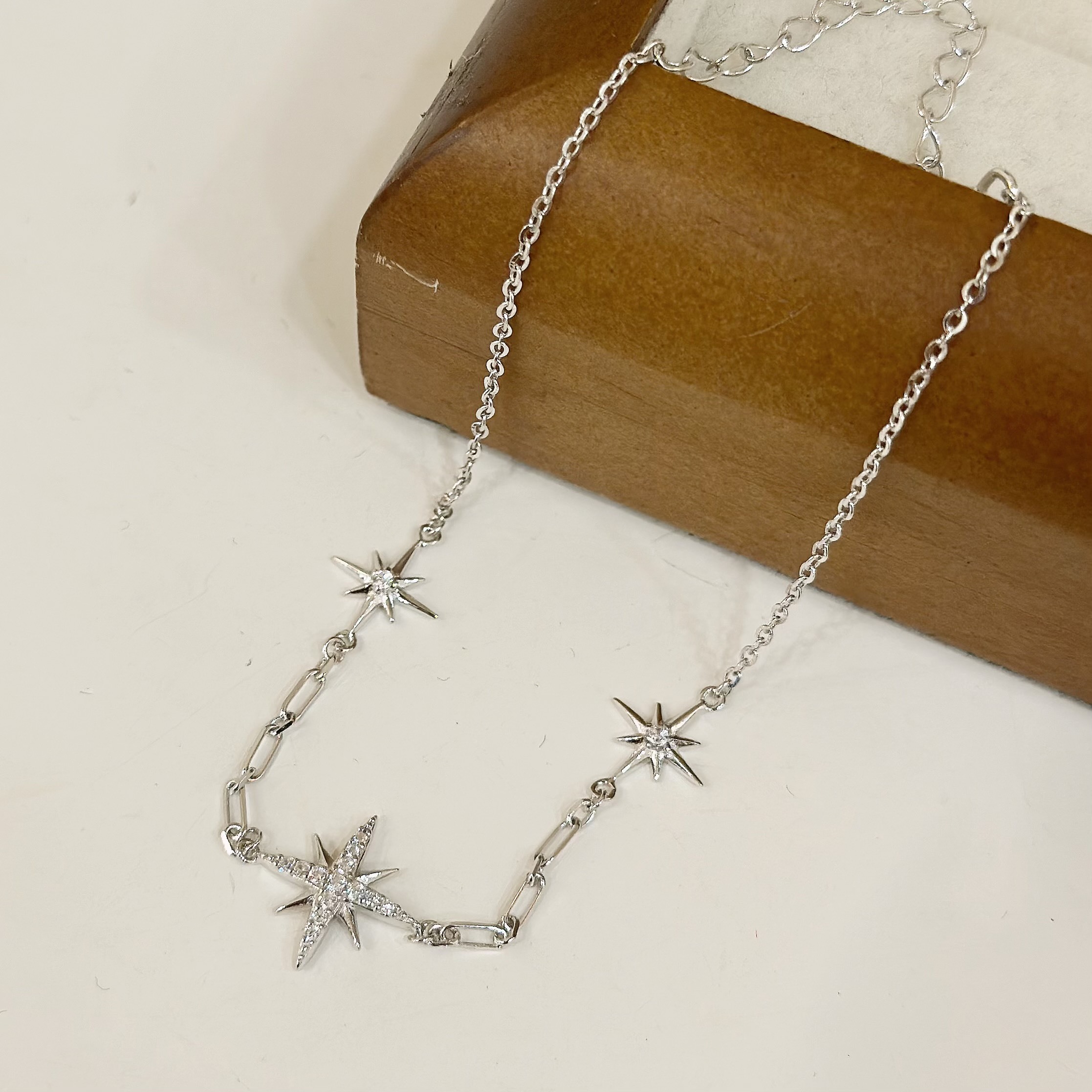 G01【輕奢】排鑽星芒純銀手鍊