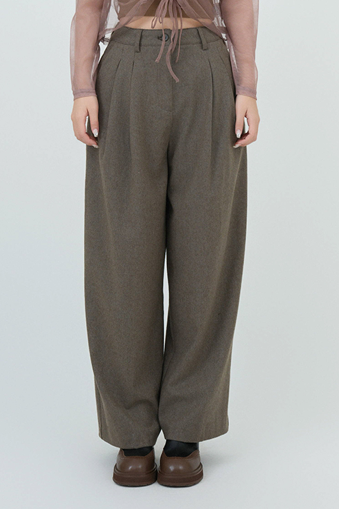 雙褶薄絨闊西褲（*現貨款式）