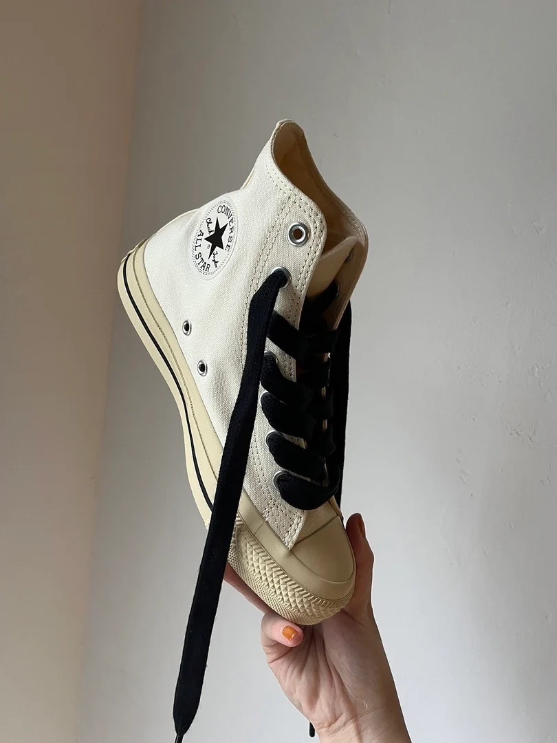 🇯🇵 CONVERSE ALL STAR Ⓡ FS HI 復古奶油白 米白 黑色 粗鞋帶 高筒 / 預購
