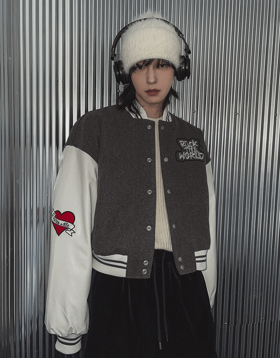 3 盎司羽絨刺繡短版棒球外套