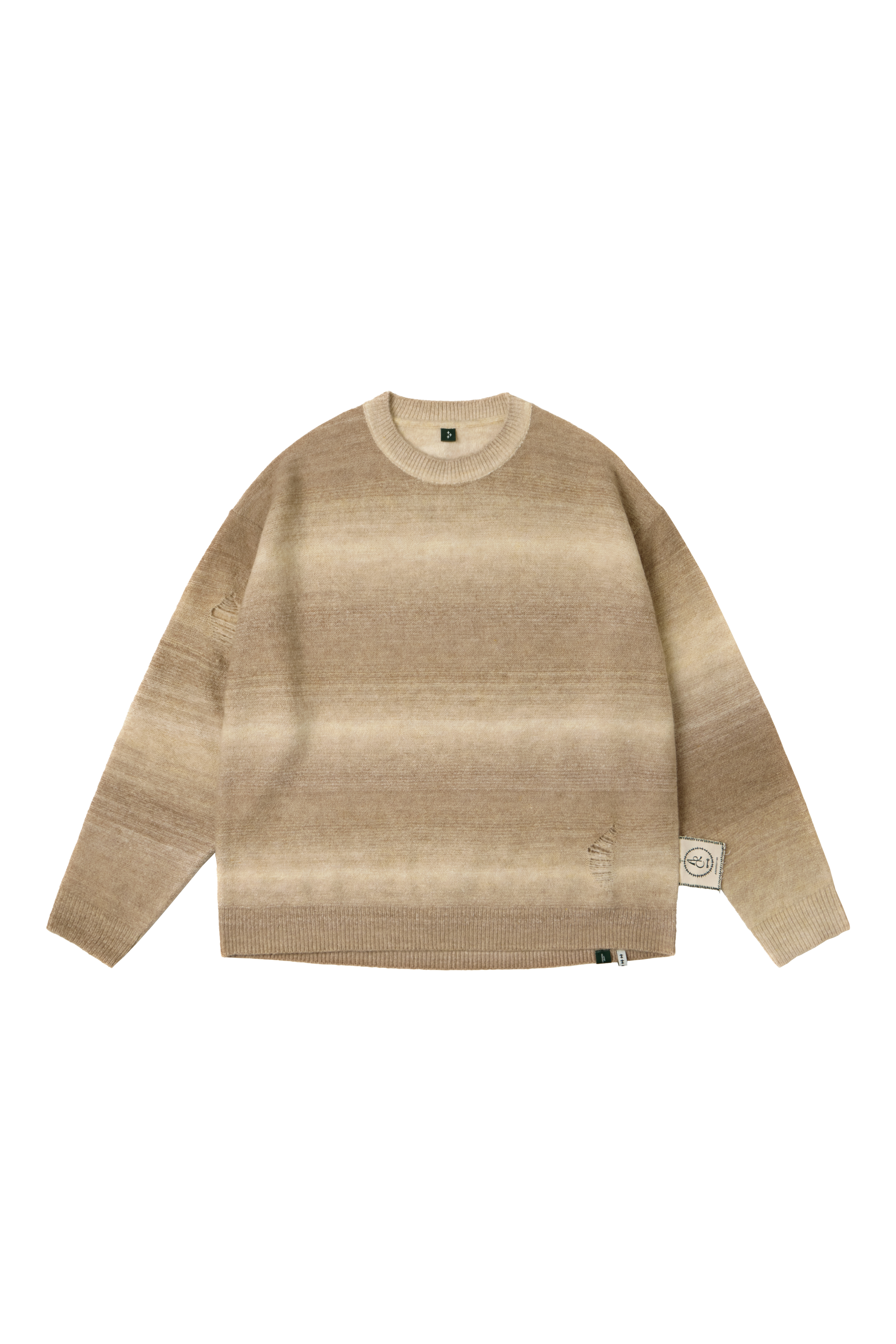 DAMAGED OMBRE SWEATER - MUD