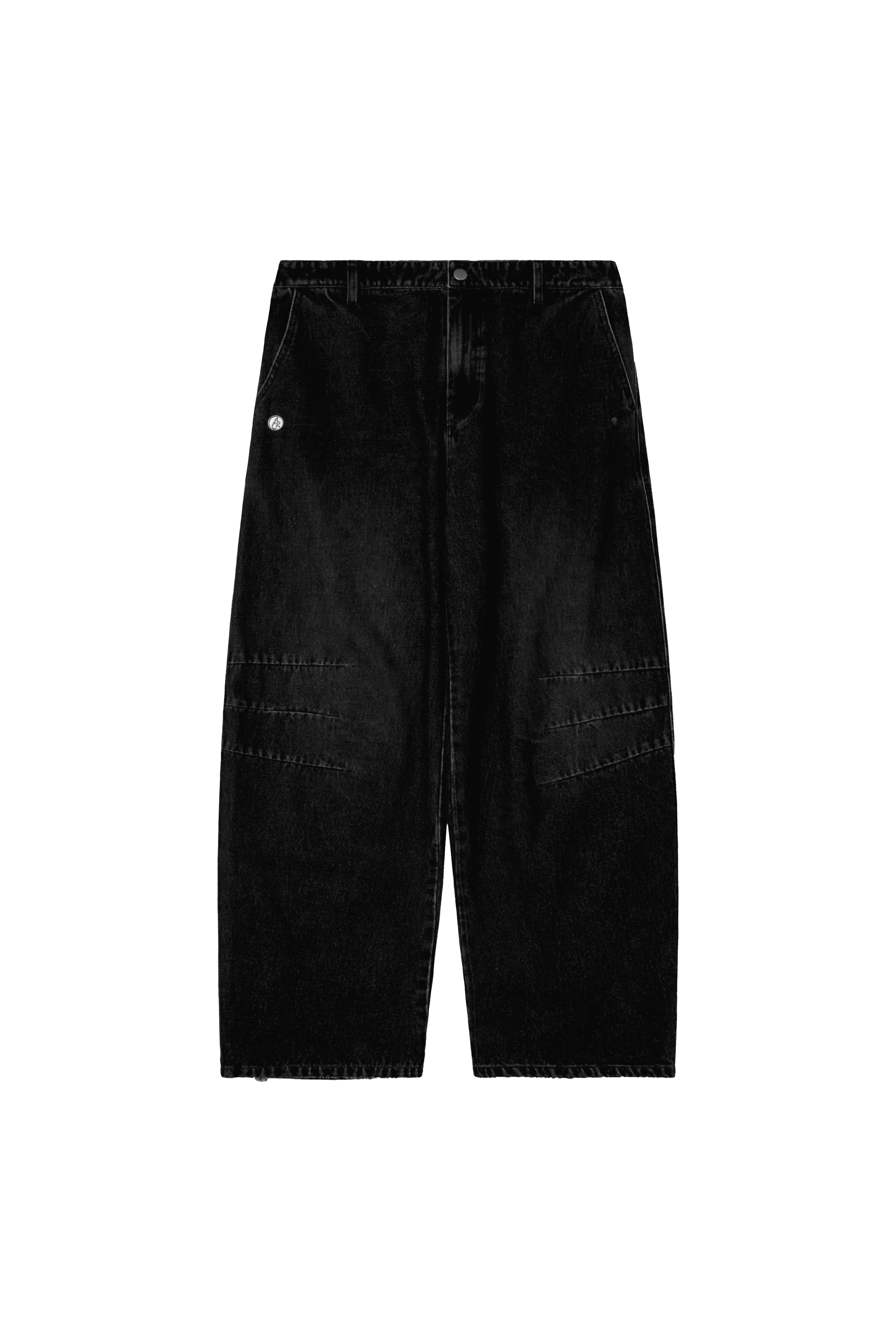 CRACKED A.R. BAGGY JEANS - BLACK