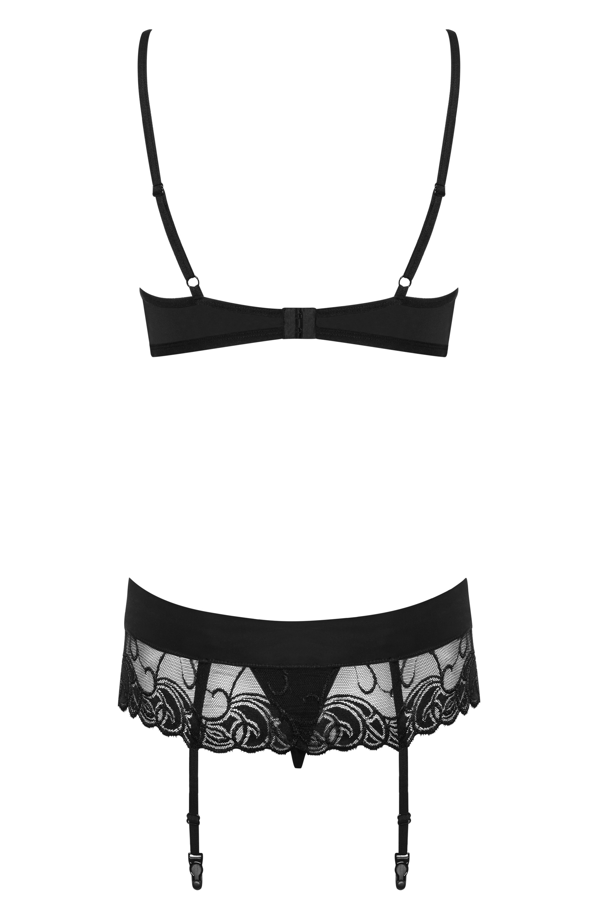 Obsessive - Wonderia 性感透視吊襪帶內衣3件套裝- S/M/L/XL