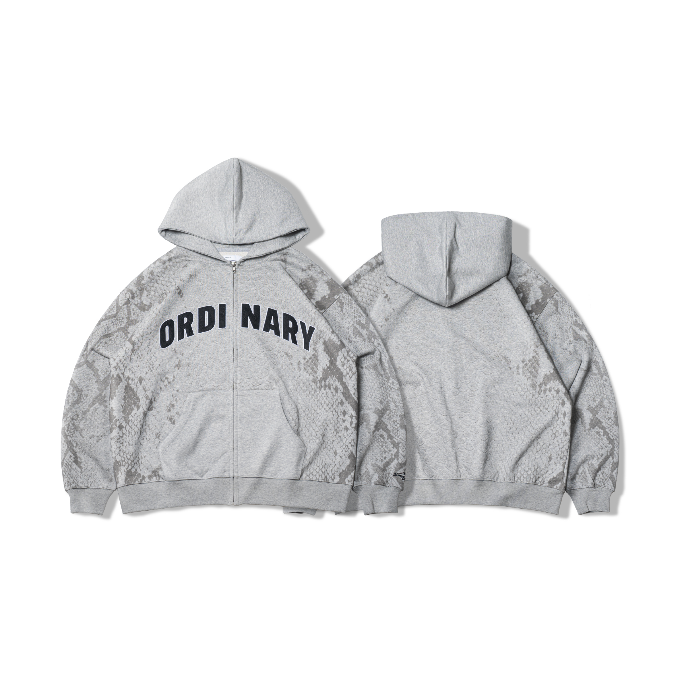 ORDINARY / 漸層蛇紋貼布LOGO拉鏈帽衫