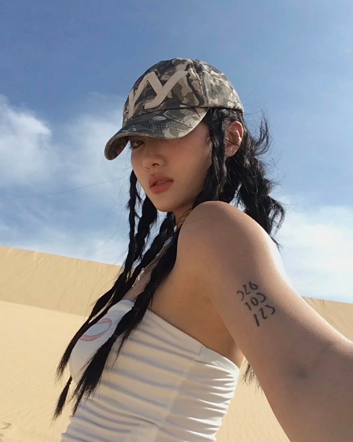 Open Yy YY CAMO BALL CAP 刺繡迷彩鴨舌帽 卡其色