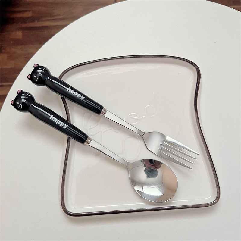 《5426》happy黑色喵喵湯叉