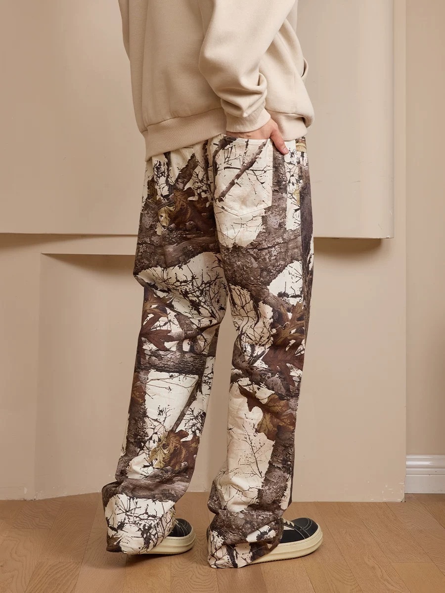 Harsh and Cruel 滿版枯葉樹枝 迷彩印花 直筒工裝褲 HZ244060403