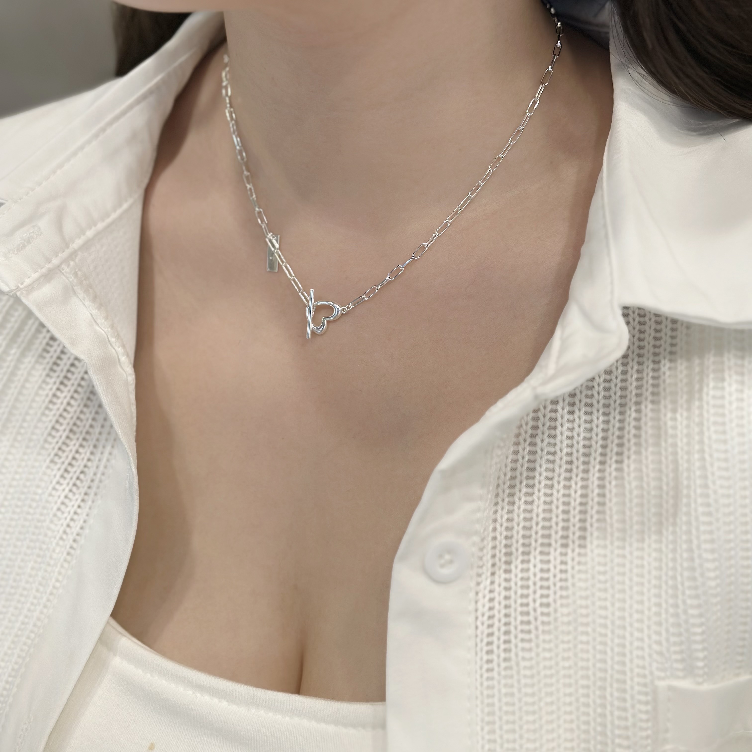 G57粗款愛心OT扣純銀項鍊