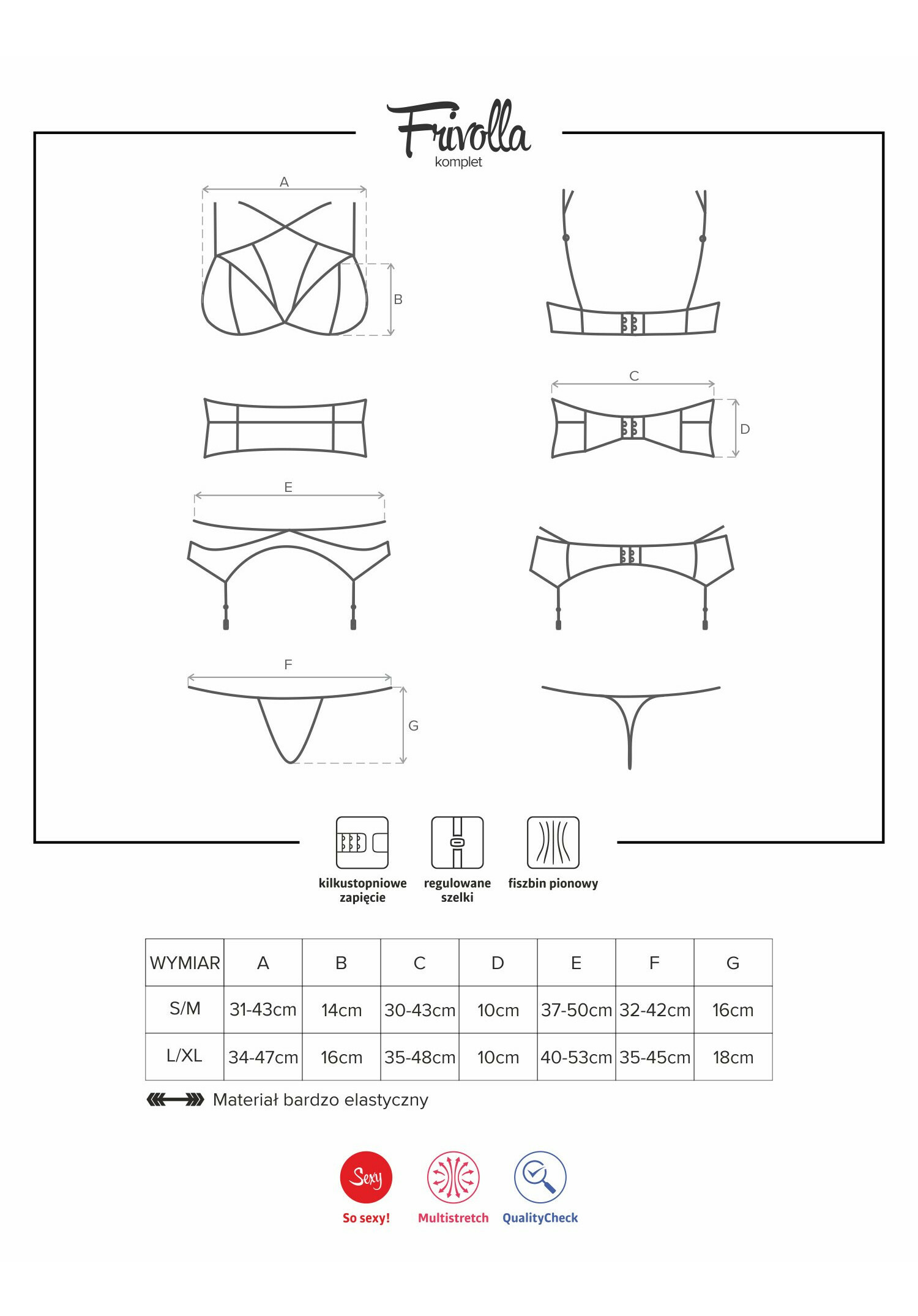 Obsessive - Frivolla 帶腰封性感蕾絲內衣吊襪帶套裝 4件套