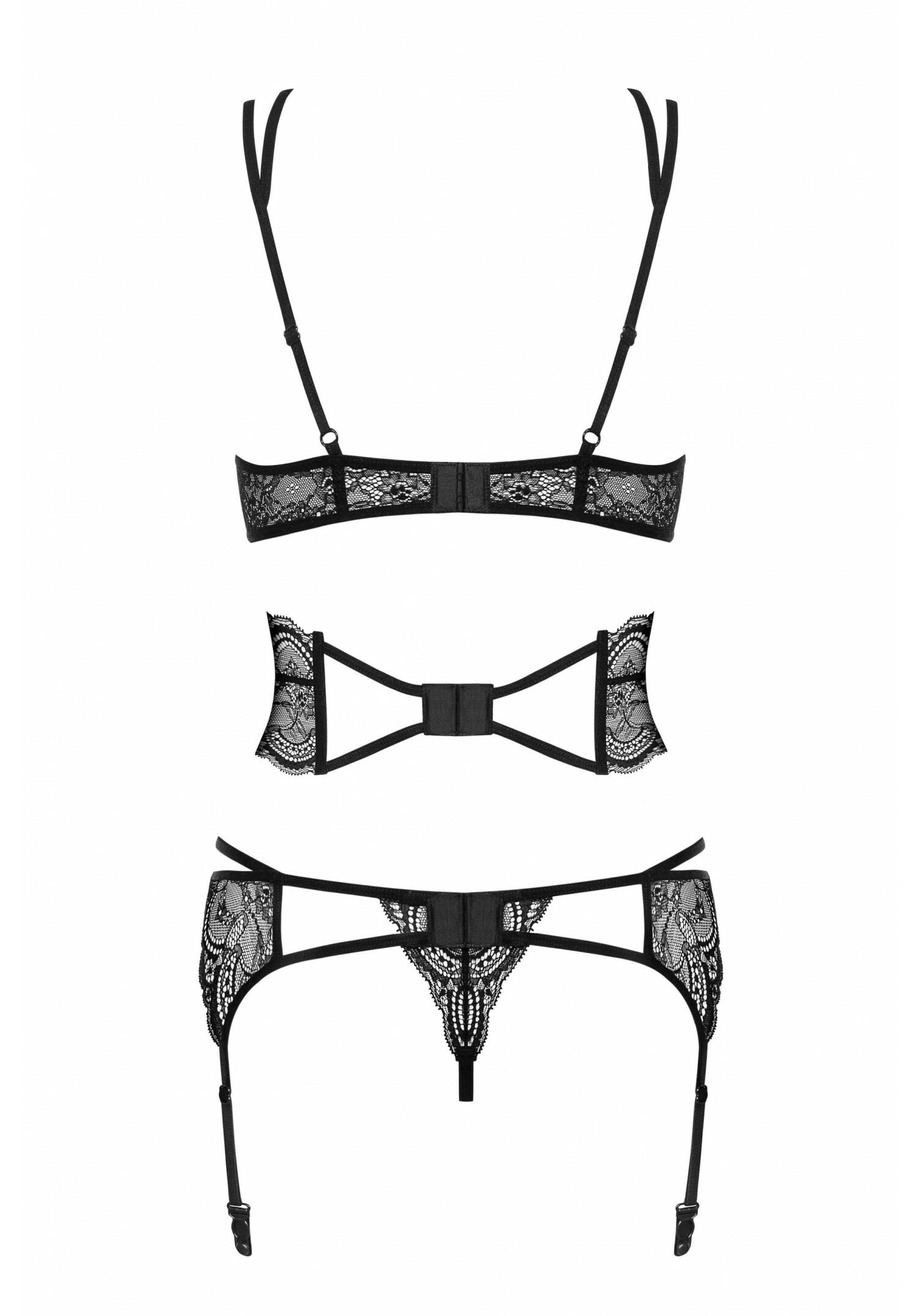 Obsessive - Frivolla 帶腰封性感蕾絲內衣吊襪帶套裝 4件套