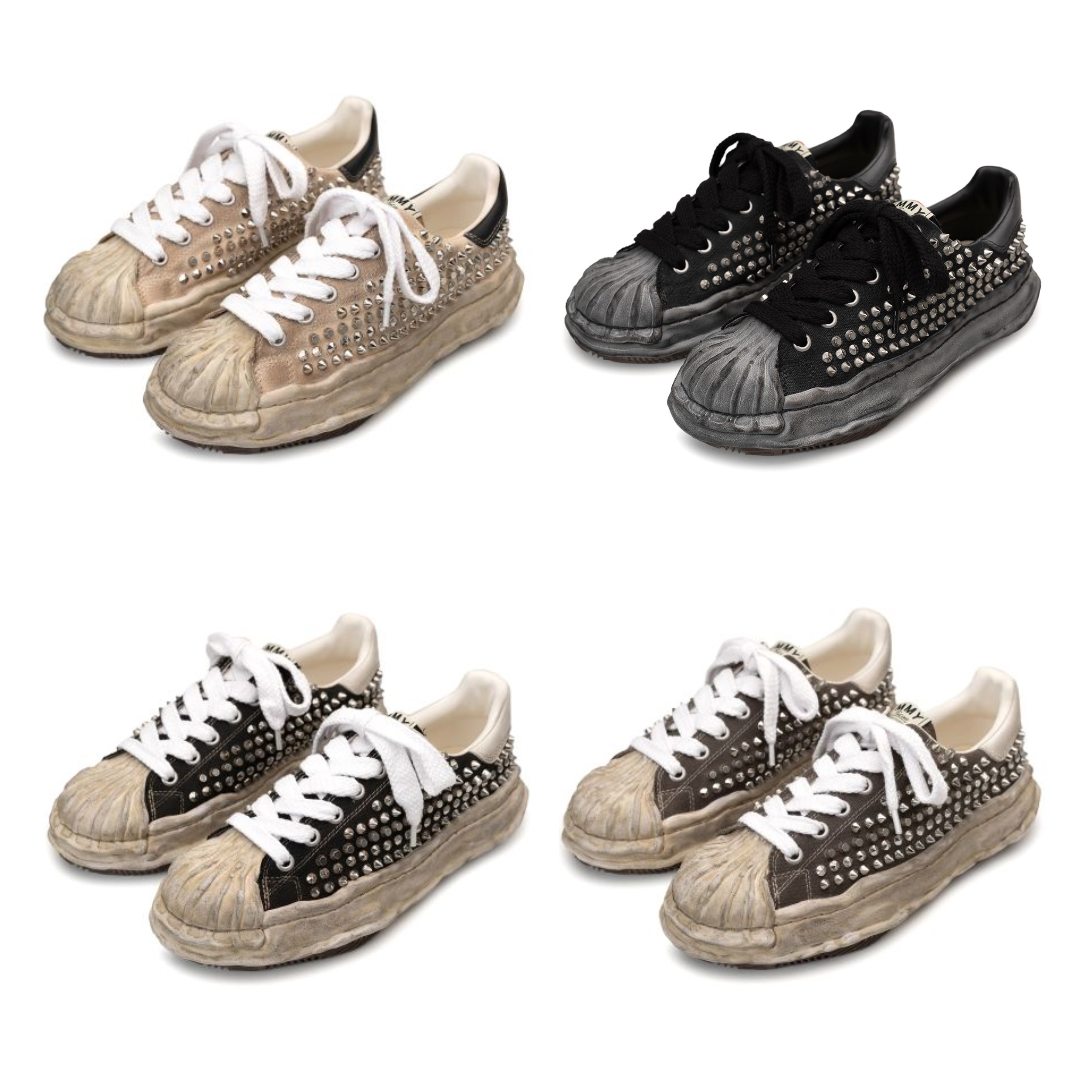 『代購商品』2024AW Maison MIHARA YASUHIRO BLAKEY OG Sole Studded Canvas Low-top Sneaker 破壞 舊化 貝殼頭 鞋子 球鞋 鉚釘 Y2K 現貨 A13FW729