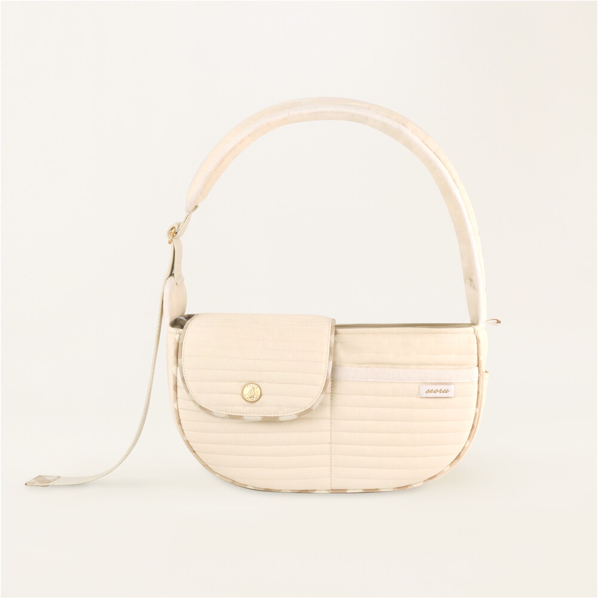 Seoru 經典背殼斜跨包 (check 米)