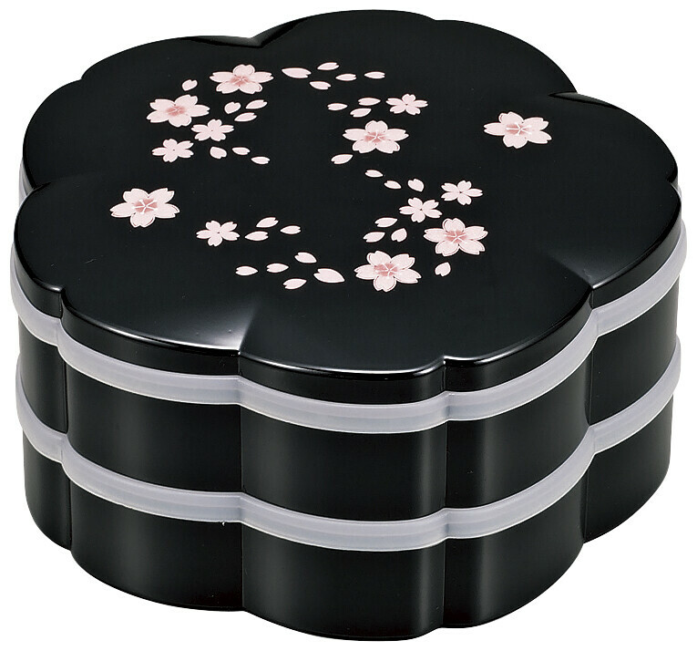 日本迎春黑舞櫻櫻花兩層盒 (日本製)