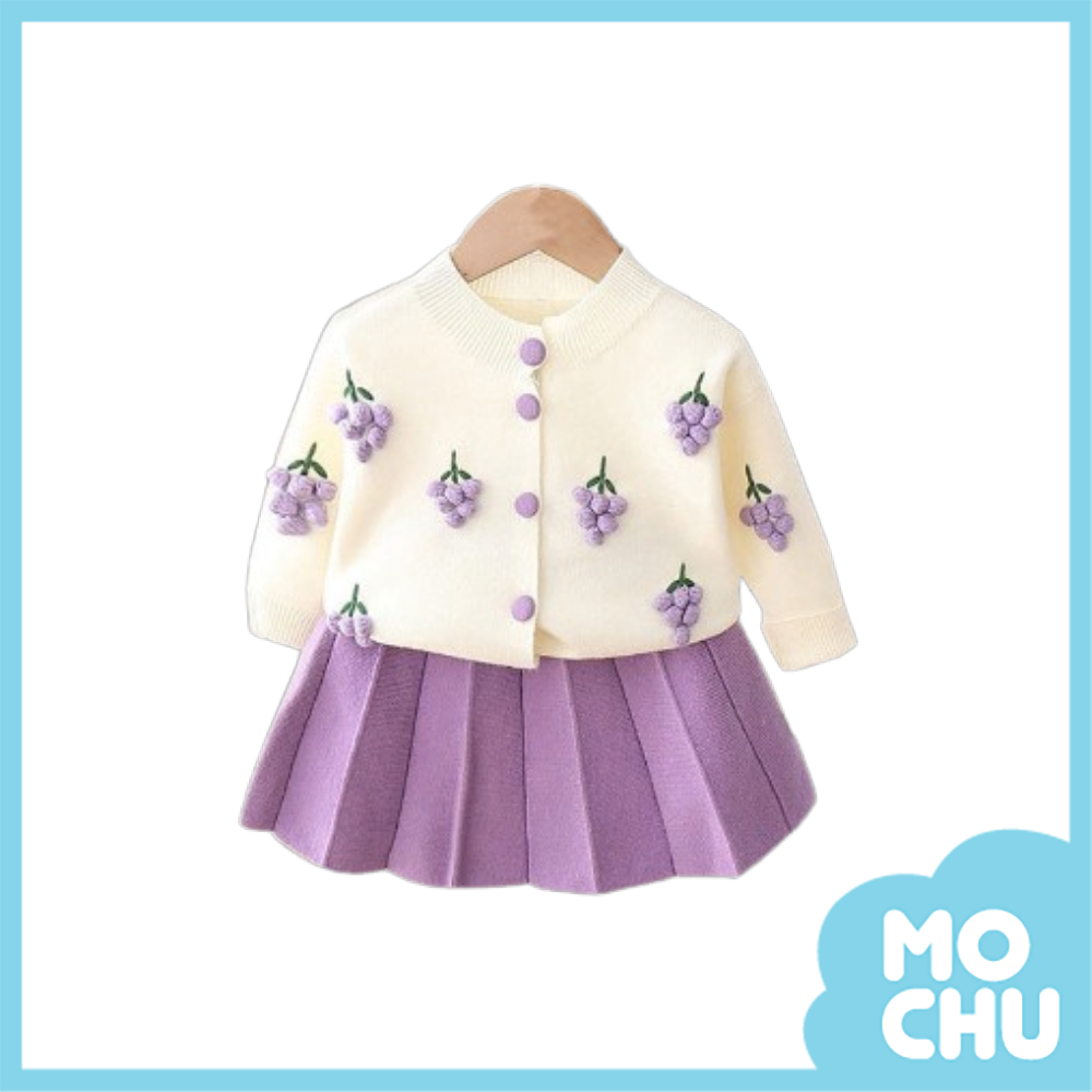 小葡萄針織百摺套裝