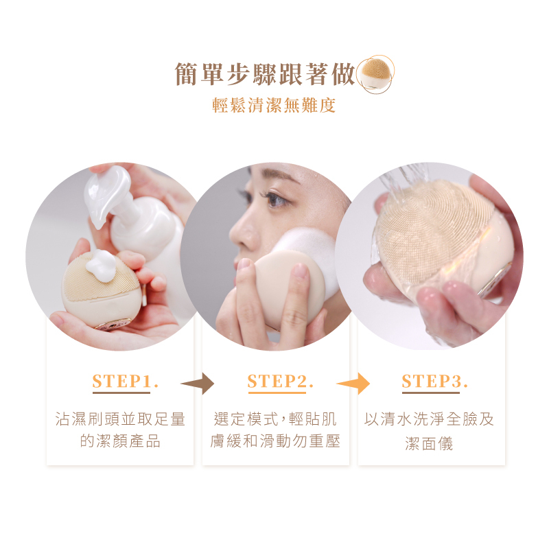 【MUNICHI】淨透溫感聲波潔面儀(洗臉機/淨膚儀)MR.MYFACE-操作步驟