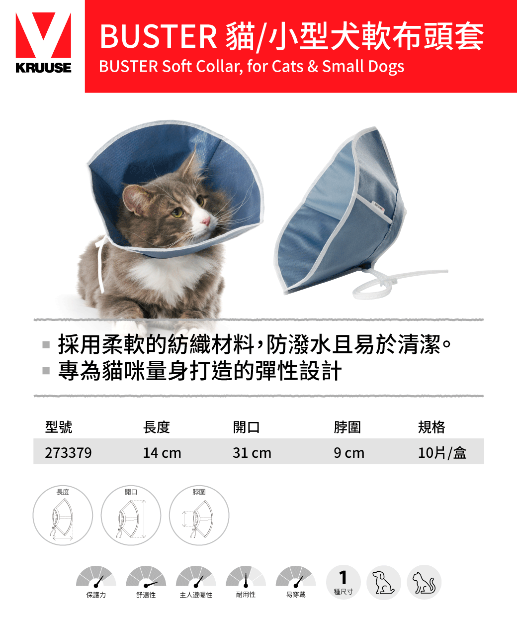 BUSTER 貓 小型犬 軟布頭套