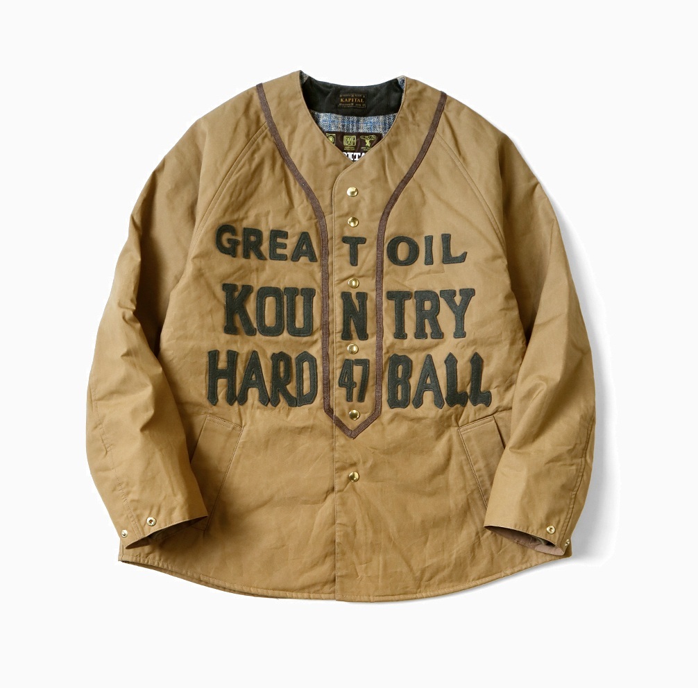 KAPITAL COTTON WEATHER OIL COATED BASEBALL BLOUSON - PRE ORDER ITEM (預訂中)