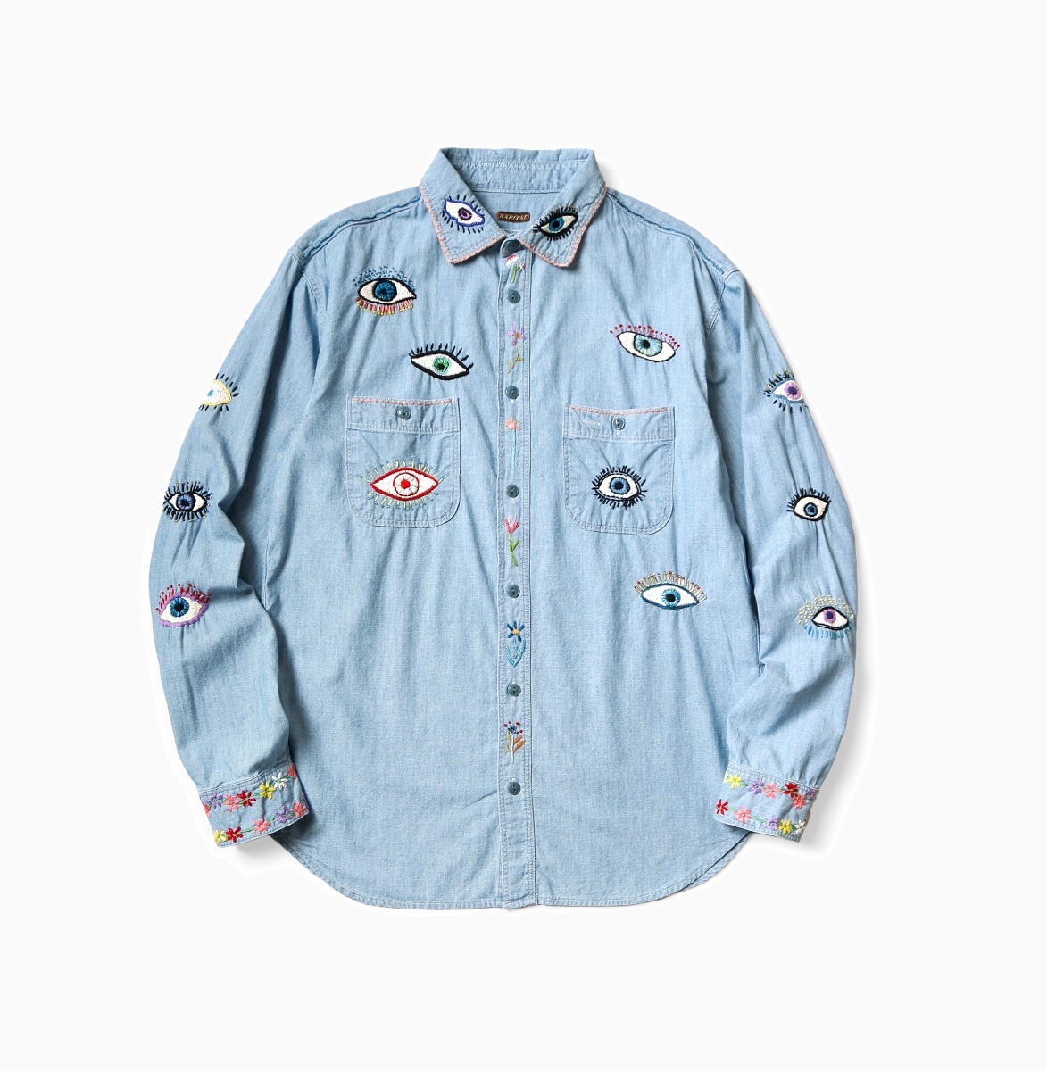 KAPITAL CHAMBRAY WORK SHIRT LS (SPEAKEASY EMBROIDERY) - BLUE PRE ORDER ITEM (預訂中)