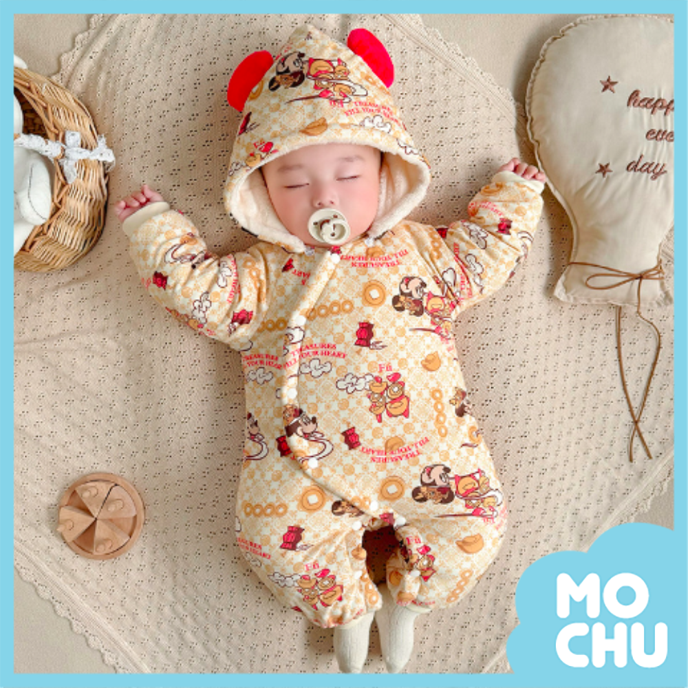 福氣米奇加絨加厚連身衣(帽可拆)