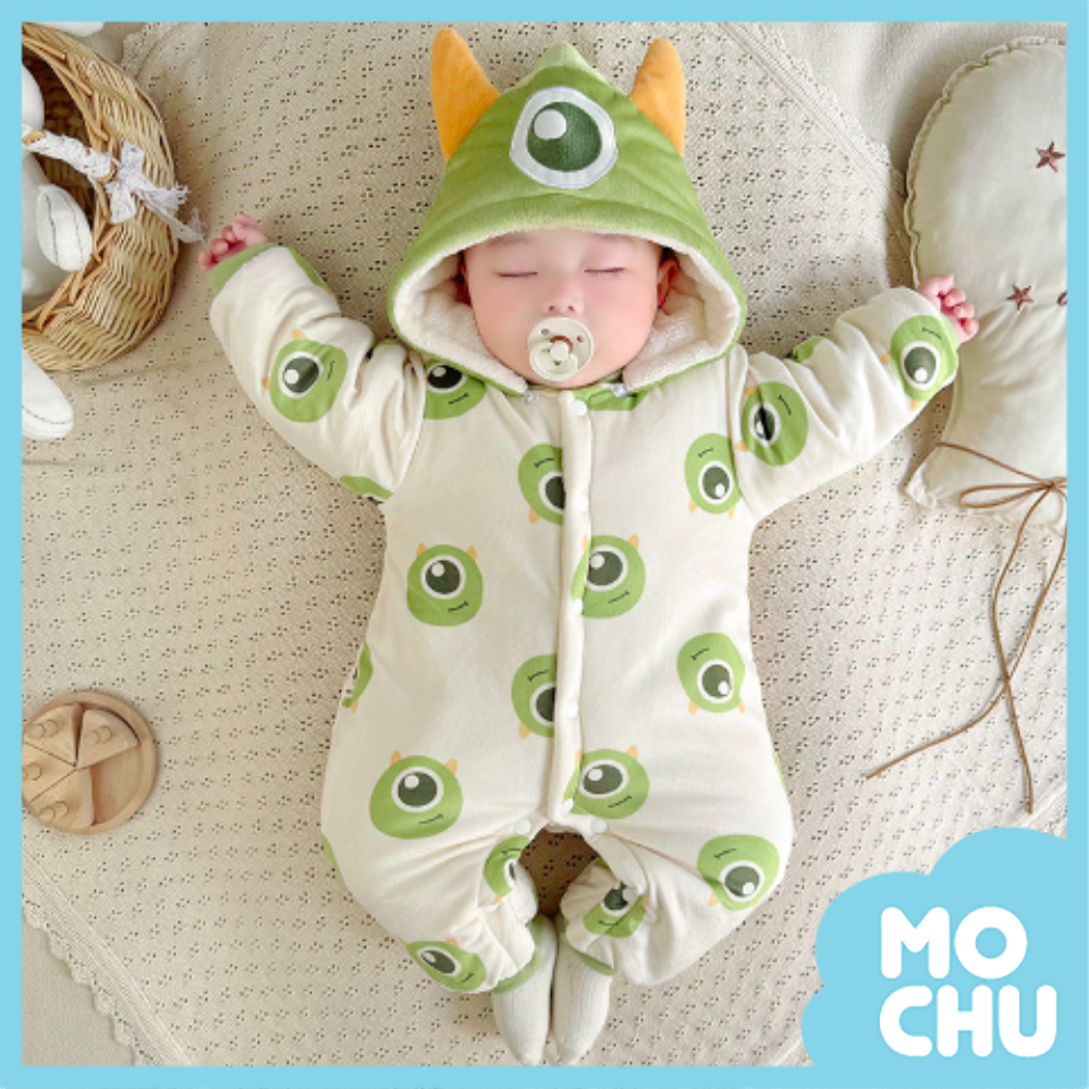 滿版大眼仔加絨加厚連身衣(帽可拆)