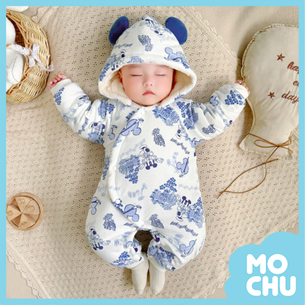 國風米奇加絨加厚連身衣(帽可拆)