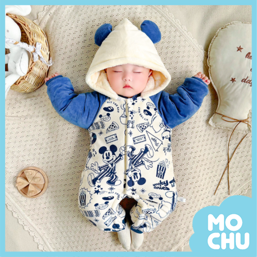 派對米奇加絨加厚連身衣(帽可拆)