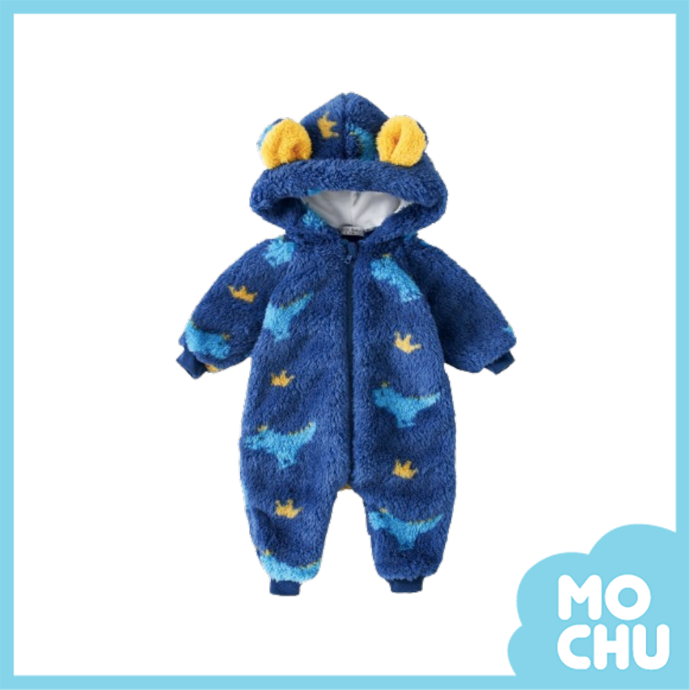 恐龍跑跑絨毛加厚連身衣(二色)