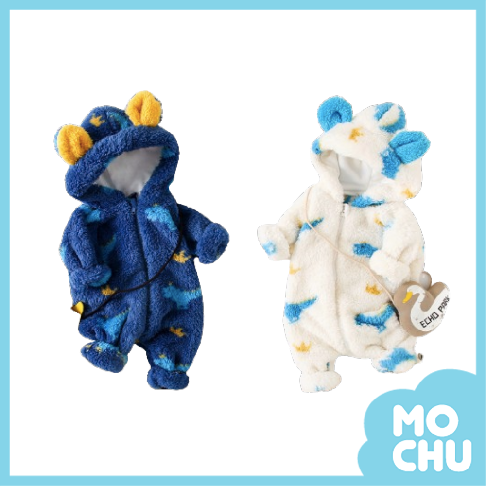 恐龍跑跑絨毛加厚連身衣(二色)