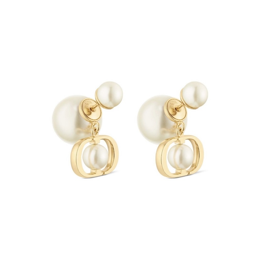 DIOR Tribales 耳環金色飾面金屬和白色樹脂珍珠