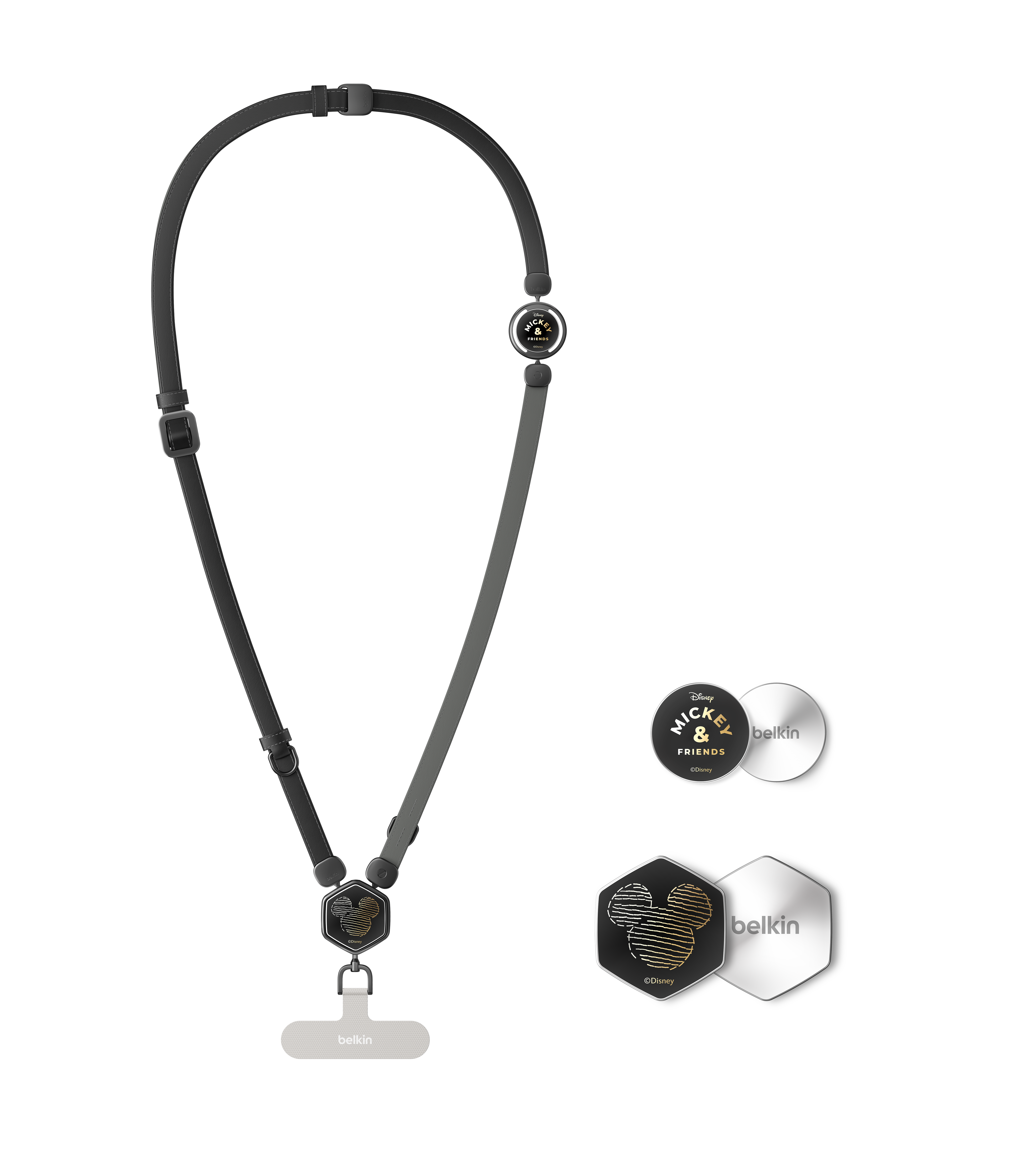 2合1 多功能皮革手機掛繩 (米奇與好友, 迪士尼系列)