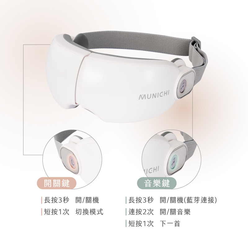 【MUNICHI】空氣波熱敷眼部按摩器(熱敷按摩眼罩)-操作模式