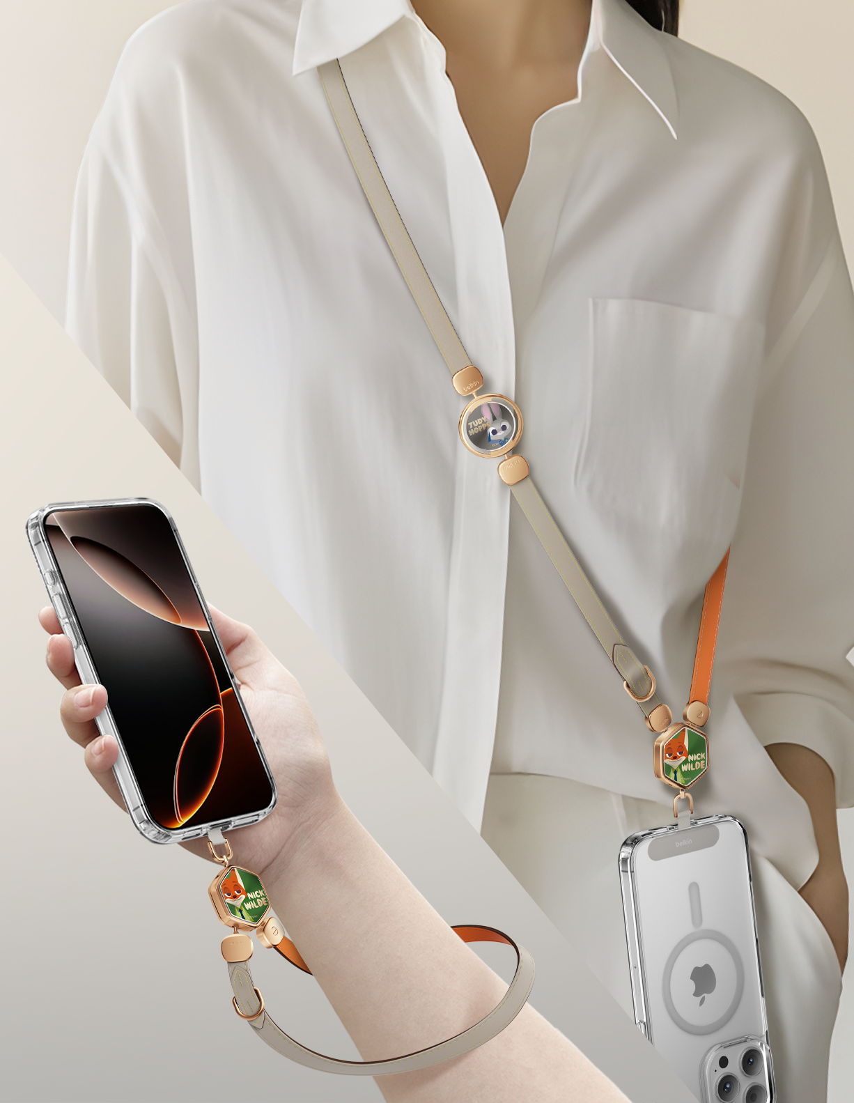 2合1 多功能皮革手機掛繩 (優獸大都會, 迪士尼系列)