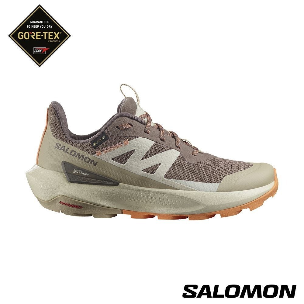 【SALOMON】女 ELIXIR ACTIV Goretex 低筒登山鞋 獵鷹棕/灰/橘 / L47456400