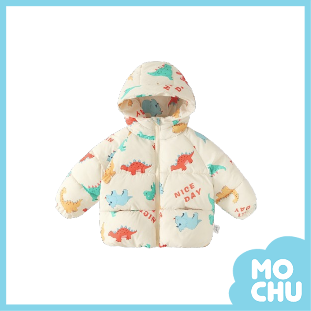 杏底恐龍加厚鋪棉外套