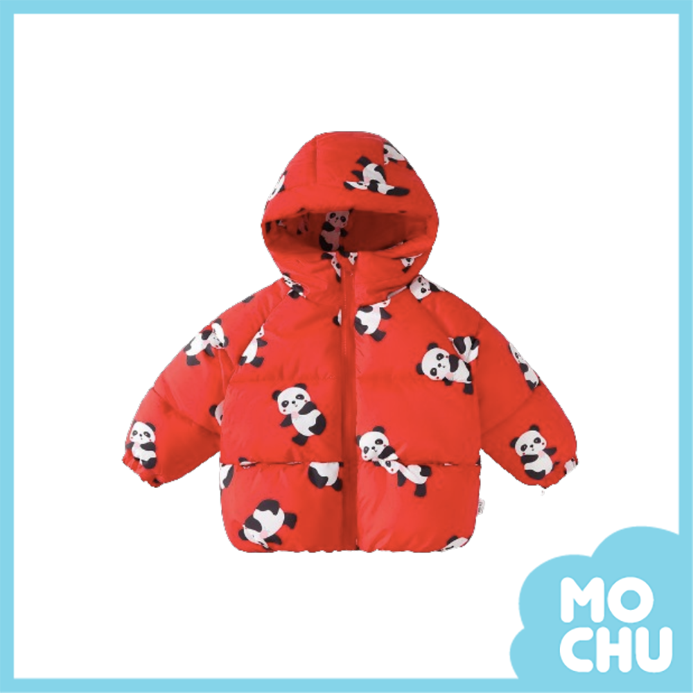 紅底熊貓加厚鋪棉外套