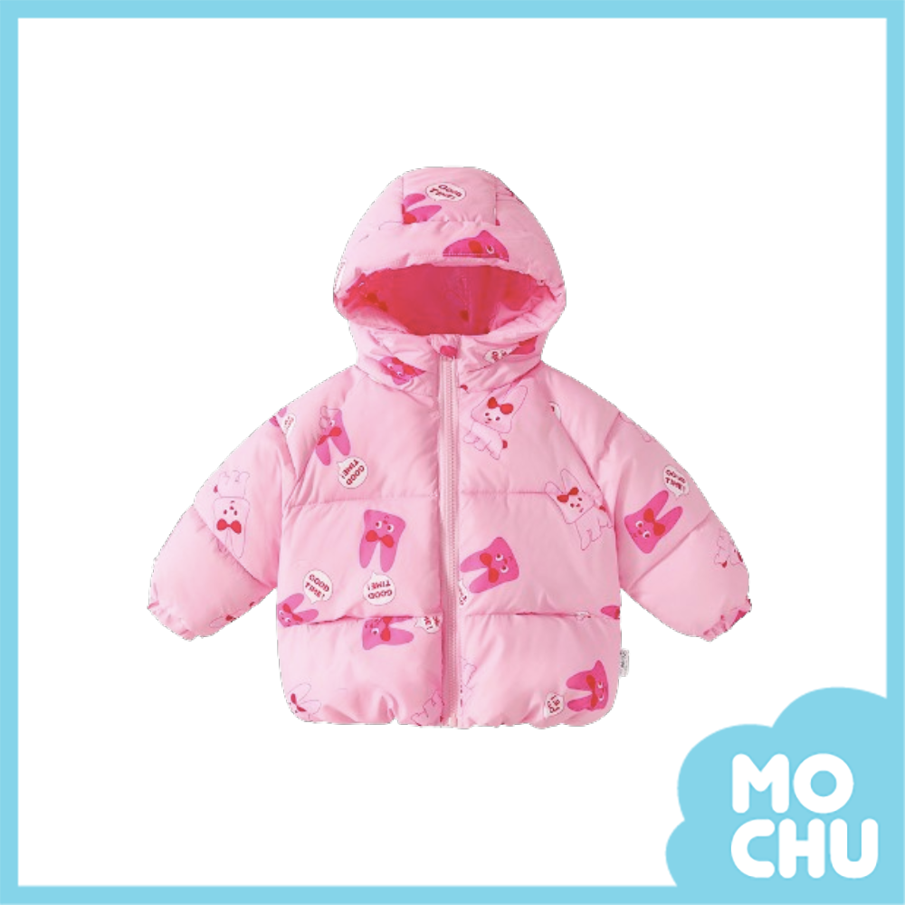 粉底兔子加厚鋪棉外套