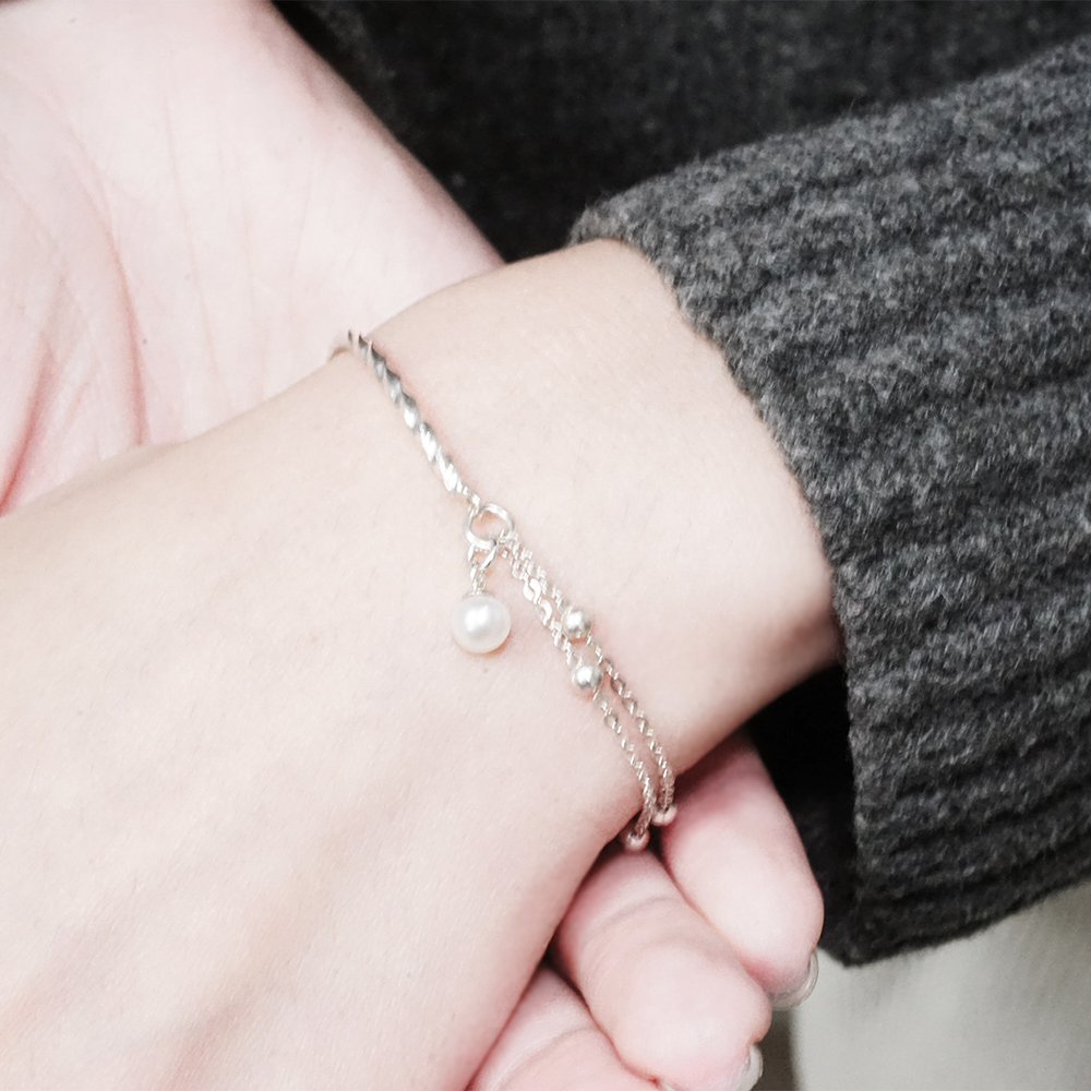 滿天星半半手鍊 珍珠款 925純銀手鍊 女生手鍊